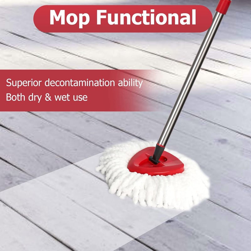 Qulable O-Cedar Spin Mop Replacement Head Set with Base and 30" to 58" Handle, Combo Set Includes 4 Pack Mop Refills - Image 5